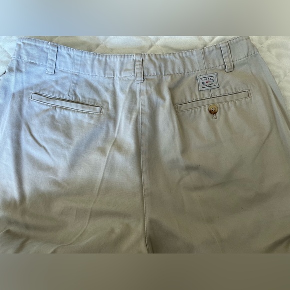 Ralph Lauren beige 100% cotton pants high waist straight legs pockets US 14 - Picture 7 of 15